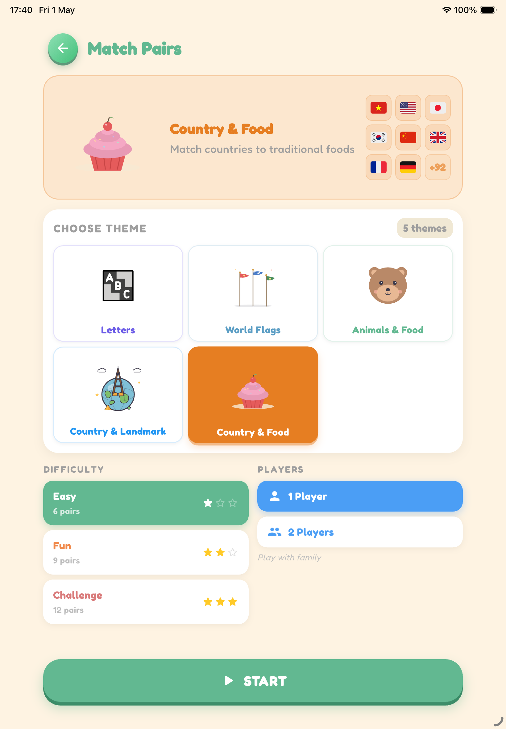 Pairs setup — iPad