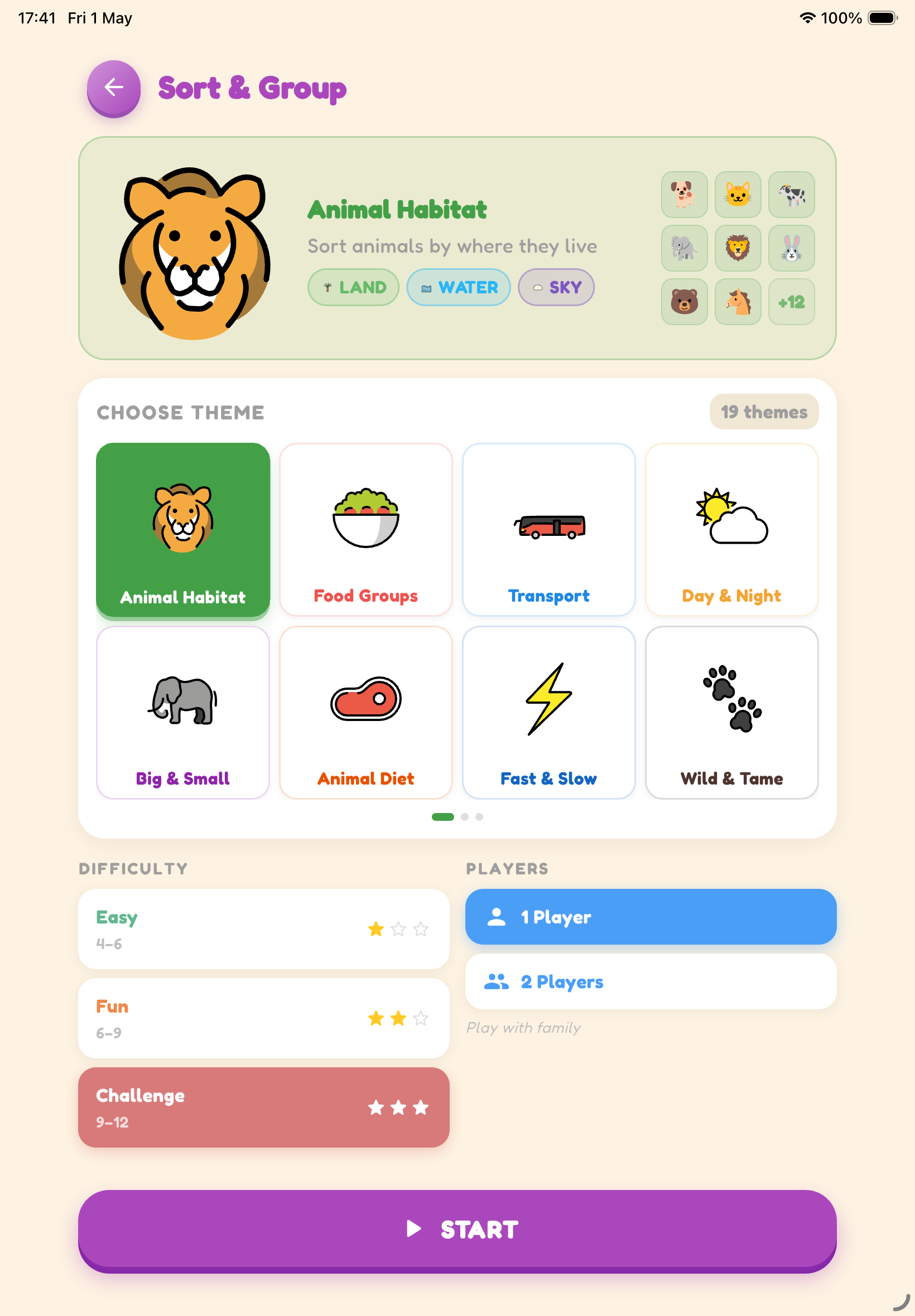 Sort setup — iPad